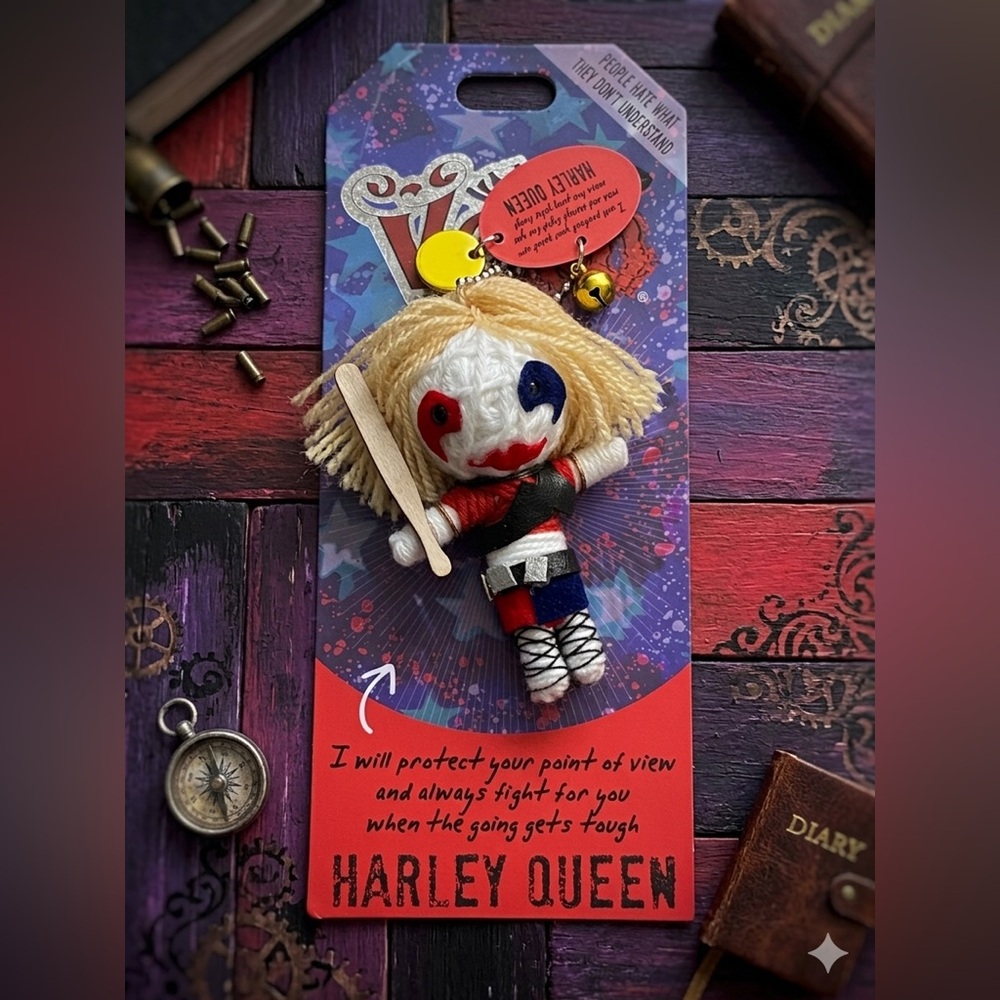 Harley Queen Quinn Watchover Voodoo String Doll Keychain NEW